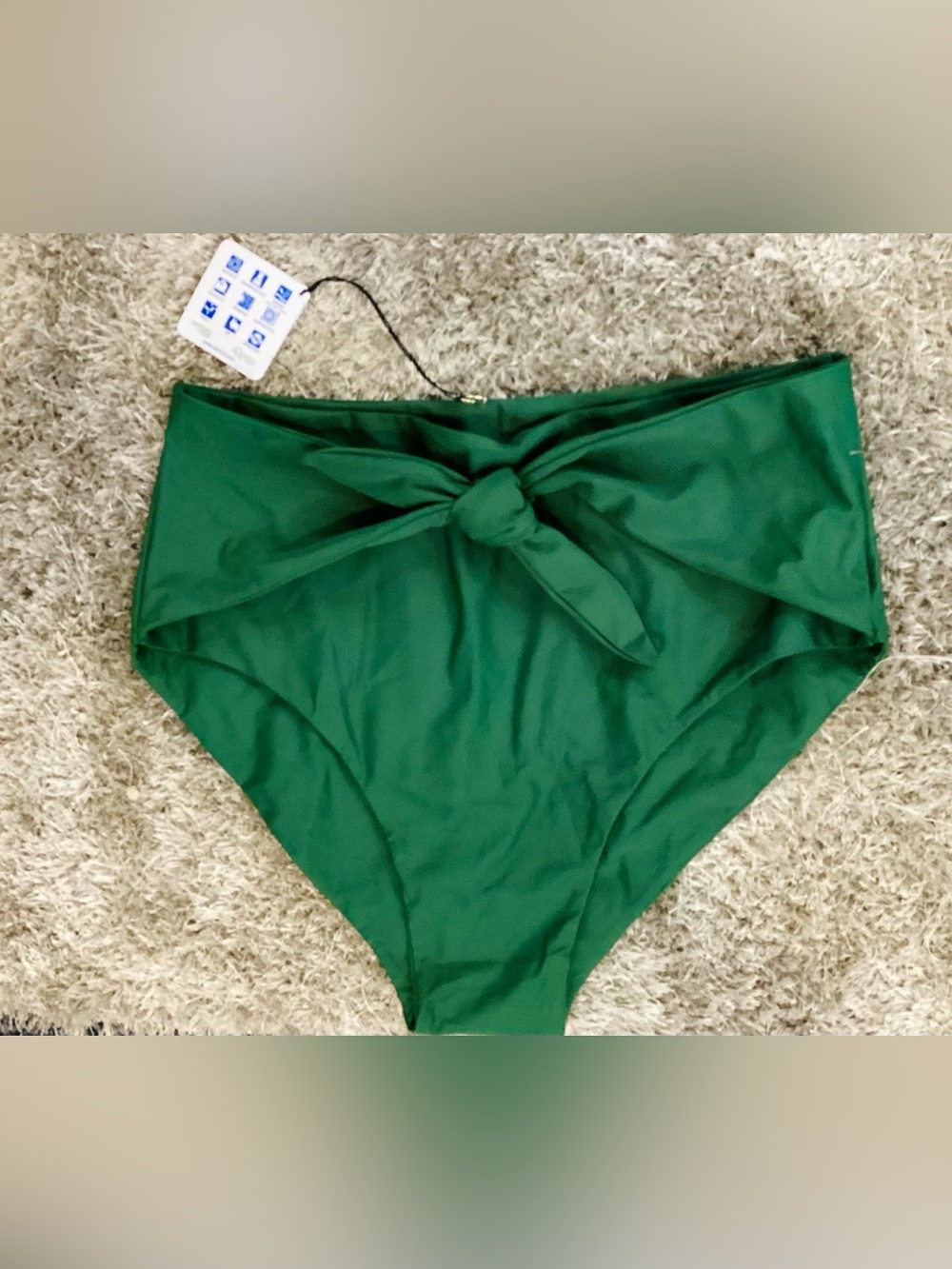 Emerald Green High Waist Bikini Bottom with Front Tie